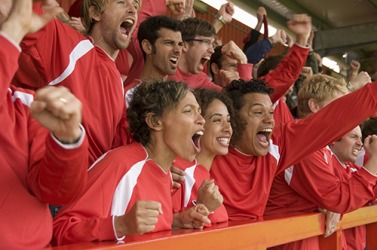 There was a resounding cheer from the crowd when the home team scored a goal. There was a resounding cheer from the crowd when the home team scored a goal.