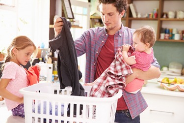 Trey and his wife had a role reversal when she returned to work full time and he went back to college while taking on the duties of a stay-at-home dad. Trey and his wife had a role reversal when she returned to work full time and he went back to college while taking on the duties of a stay-at-home dad.