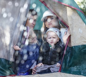 The Martins had to revise their camping activities as a result of the rain. The Martins had to revise their camping activities as a result of the rain.