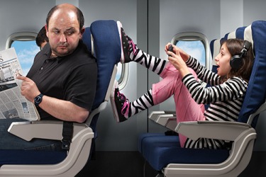 Tara didn't realize that she was being rude to the man in the next row when she was pushing the back his seat with her feet. Tara didn't realize that she was being rude to the man in the next row when she was pushing the back his seat with her feet.