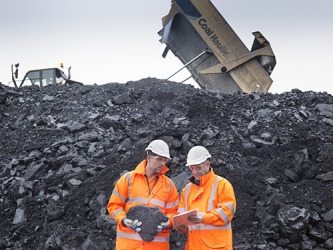 The run-of-mine pile is composed of various size pieces of coal. The run-of-mine pile is composed of various size pieces of coal.