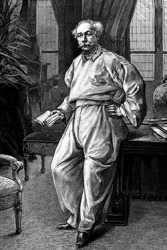 Portrait of Alexandre Dumas wearing a shirt similar to a sark. Portrait of Alexandre Dumas wearing a shirt similar to a sark.