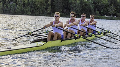 The rowing team goes to the lake five days a week to practice their sculling. The rowing team goes to the lake five days a week to practice their sculling.