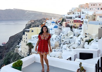 Juliana seldom goes on vacation because she prefers to save up for big trips like the one she took to Santorini Island, Greece. Juliana seldom goes on vacation because she prefers to save up for big trips like the one she took to Santorini Island, Greece.