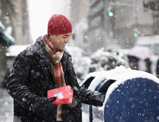 The sender put his holiday cards in the mailbox. The sender put his holiday cards in the mailbox.