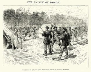 The Battle of Shiloh in southwestern Tennessee during the American Civil War. (1862) The Battle of Shiloh in southwestern Tennessee during the American Civil War. (1862)