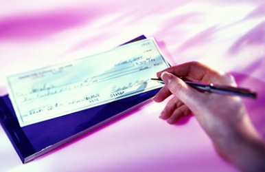 She signed the check then put it in the mailbox. She signed the check then put it in the mailbox.