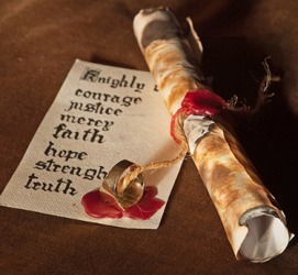 The Baron pressed his signet ring on the soft wax to authenticate the manuscript. The Baron pressed his signet ring on the soft wax to authenticate the manuscript.