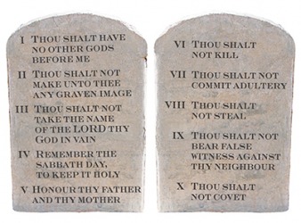 The Ten Commandments instructs people to eschew all of those sins. The Ten Commandments instructs people to eschew all of those sins.