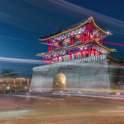 Gongchen Gate Tower in Xining (Sining) City, Qinghai Province, China. Gongchen Gate Tower in Xining (Sining) City, Qinghai Province, China.