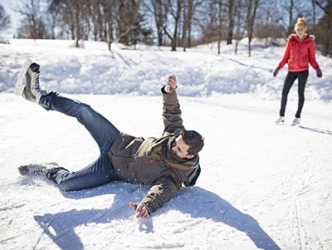 Mike slipt on the ice many times while he was learning how to ice skate. Mike slipt on the ice many times while he was learning how to ice skate.