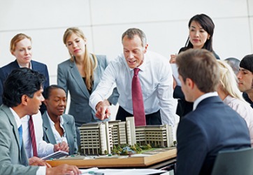 The architectural firm made a small scale model of the office building for their client. The architectural firm made a small scale model of the office building for their client.