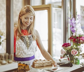 Theresa has always wanted to run her own small business so she went to pastry school and opened a bakery shop. Theresa has always wanted to run her own small business so she went to pastry school and opened a bakery shop.
