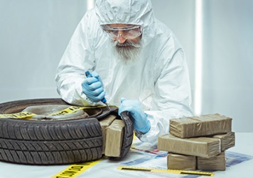 Criminals tried to smuggle drugs over the border by hiding it in a tire. Criminals tried to smuggle drugs over the border by hiding it in a tire.