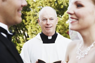 The couple made a commitment to love, honor, and cherish each other. The couple made a commitment to love, honor, and cherish each other.