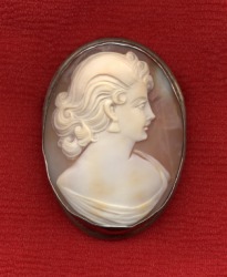 A cameo brooch. A cameo brooch.