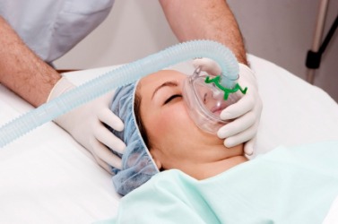 A patient receiving anaesthesia. A patient receiving anaesthesia.