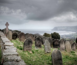 An old cemetery overlooking the sea. An old cemetery overlooking the sea.
