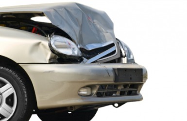 The damage to a car after an accident. The damage to a car after an accident.