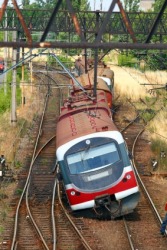 A train that has been derailed. A train that has been derailed.