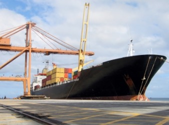A docked ship. A docked ship.
