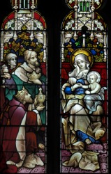 An Epiphany window; a depiction of the visit of the Magi. An Epiphany window; a depiction of the visit of the Magi.