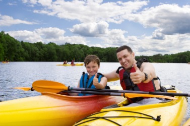 A father and son on an excursion. A father and son on an excursion.