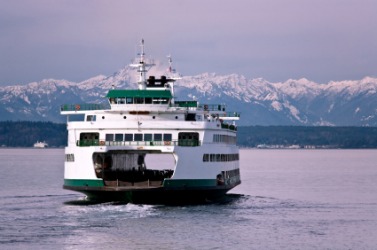 A ferry leaves Seattle. A ferry leaves Seattle.