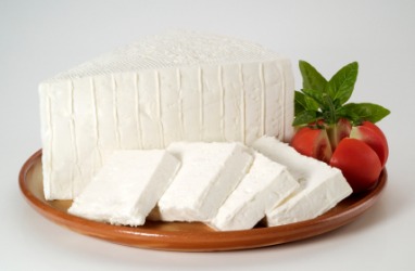 A plate of feta cheese. A plate of feta cheese.
