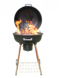 A fiery grill. A fiery grill.