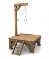 A wooden gallows. A wooden gallows.