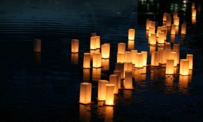 Glimmering paper lanterns. Glimmering paper lanterns.