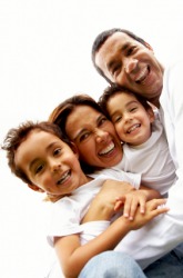 A grinning family. A grinning family.
