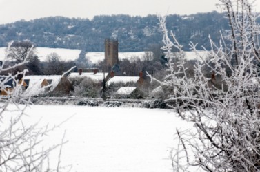 A snow covered English hamlet. A snow covered English hamlet.