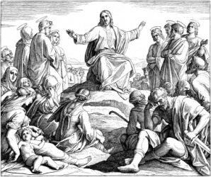 A depiction of Jesus delivering the Sermon on the Mount. A depiction of Jesus delivering the Sermon on the Mount.