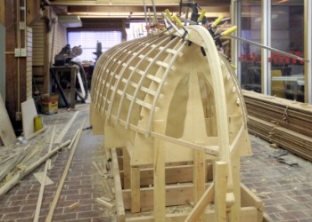 The keel of this boat under construction is clearly visable. The keel of this boat under construction is clearly visable.