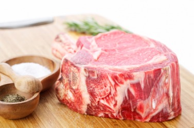 A thick steak. A thick steak.