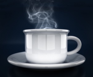 The heat from this cup of hot water produces steam. The heat from this cup of hot water produces steam.