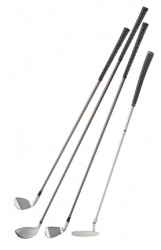 Golf clubs with metal shafts. Golf clubs with metal shafts.