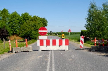 This road block is an obstacle. This road block is an obstacle.