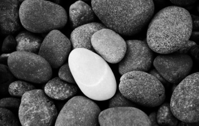 This white rock is the opposite of the rocks around it. This white rock is the opposite of the rocks around it.