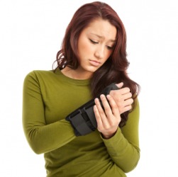This woman's fracture causes her pain. This woman's fracture causes her pain.