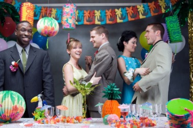 Students at a graduation party. Students at a graduation party.