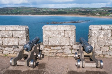 Canons on a castle rampart. Canons on a castle rampart.