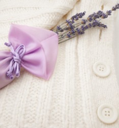 A lavender sachet. A lavender sachet.
