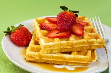 Waffles with strawberries. Waffles with strawberries.