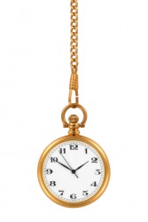 A watch suspended from a watch chain. A watch suspended from a watch chain.