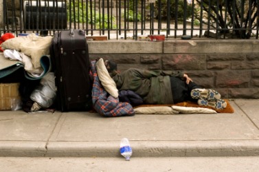 A homeless person with his bindle. A homeless person with his bindle.