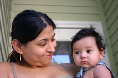 A baby with his madre. A baby with his madre.