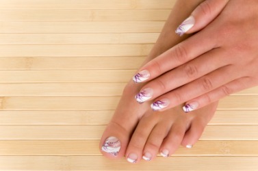 This woman has just had a mani pedi. This woman has just had a mani pedi.